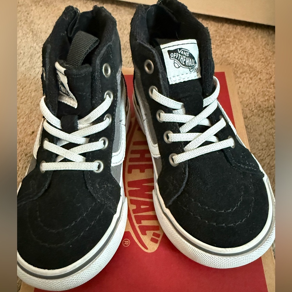 Vans Kids Black and White High-Top Sneakers
